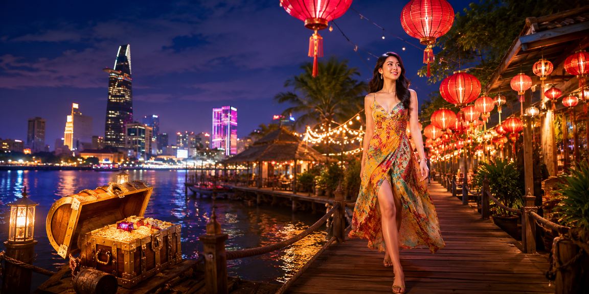 Khu chợ đêm sôi động tại TP Hồ Chí Minh, người dùng sử dụng voucher giải trí